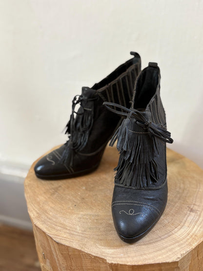Vintage Adolfo Dominguez Black Leather Heels — additional view 5
