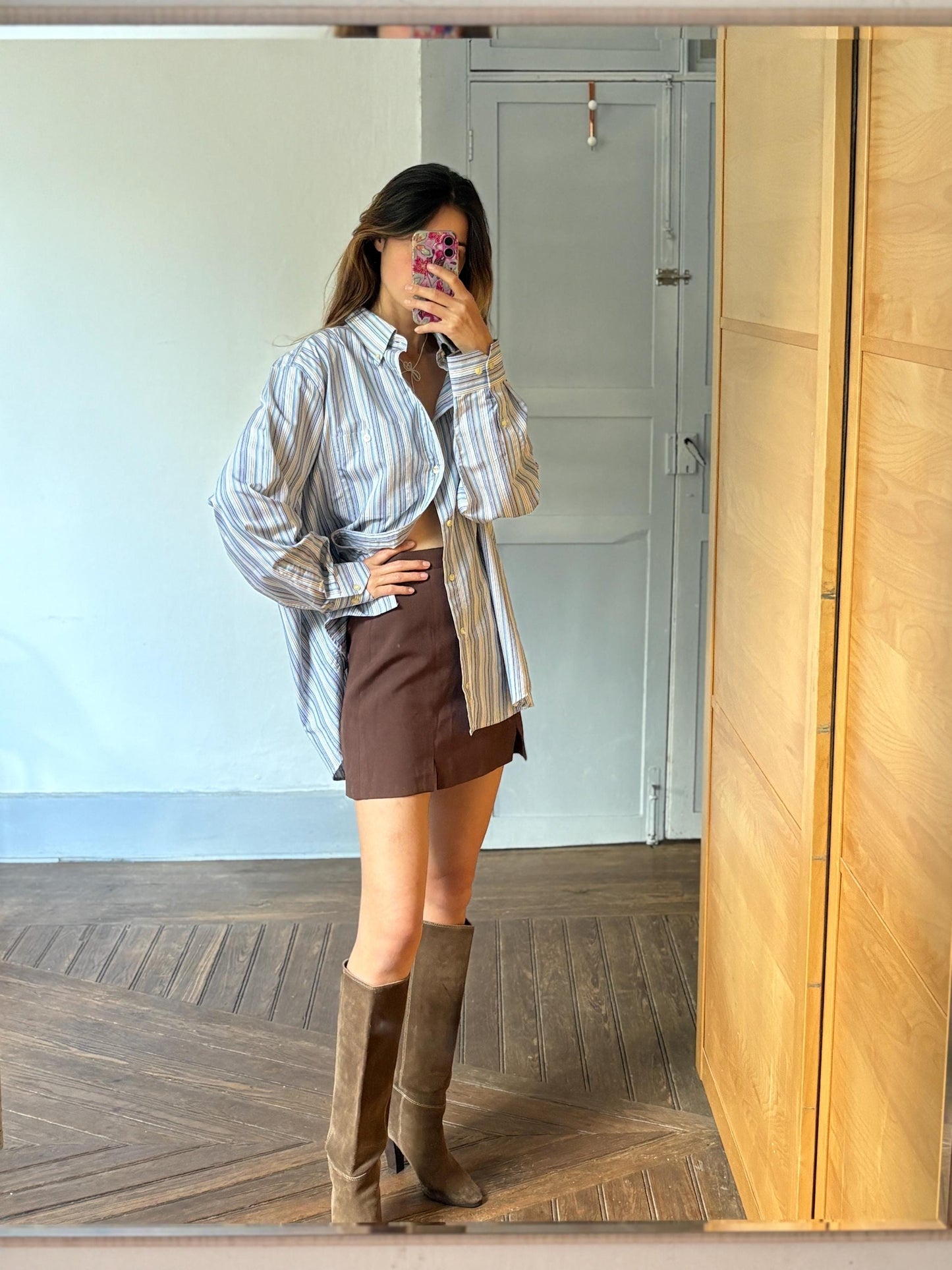 Vintage Emidio Tucci Mens Button Down Shirt Striped Cotton Blend Size 7 Secondhand Oversized Fit, Size M- L