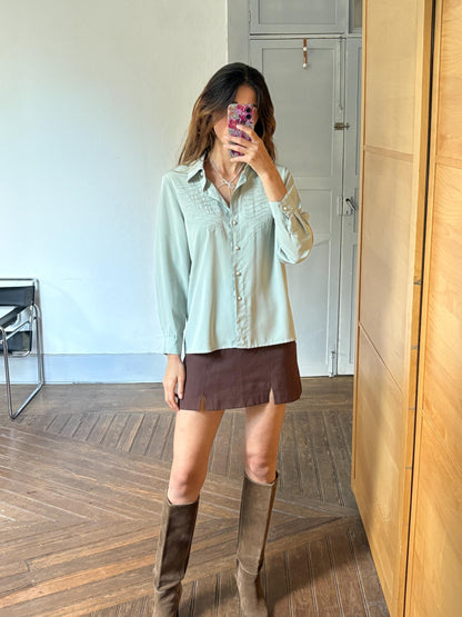 Romantic Guipur Blouse with Pearl Buttons — fabric close-up