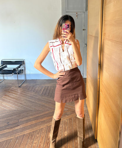 Vintage Striped Sleeveless Blouse — back view