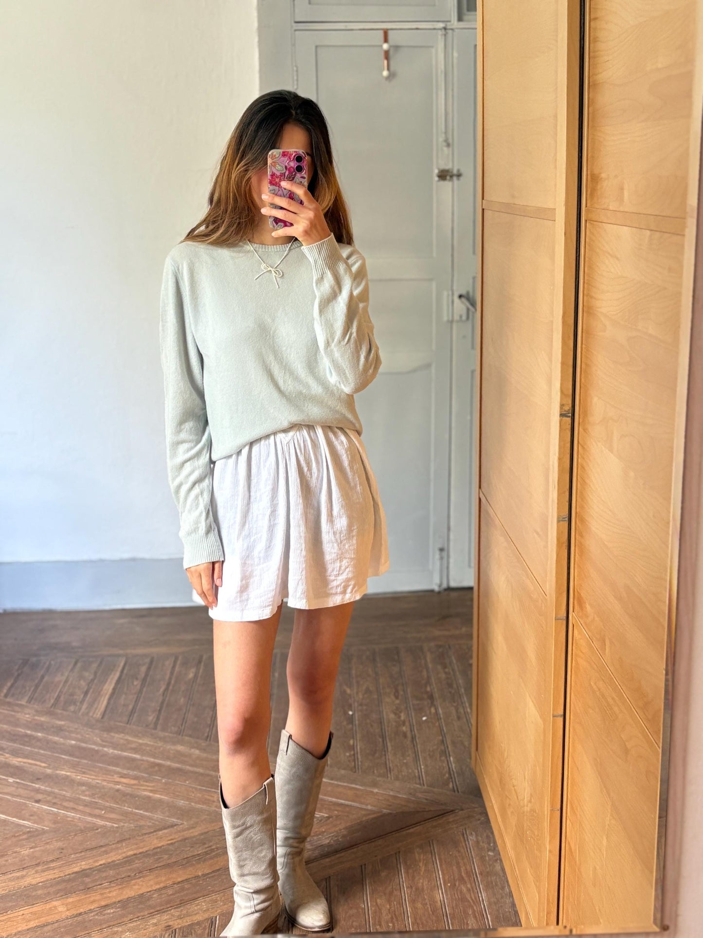 Vintage Sisley Wool Jumper – Pure New Wool – Made in Italy – Soft Sage Green Knit – Size M