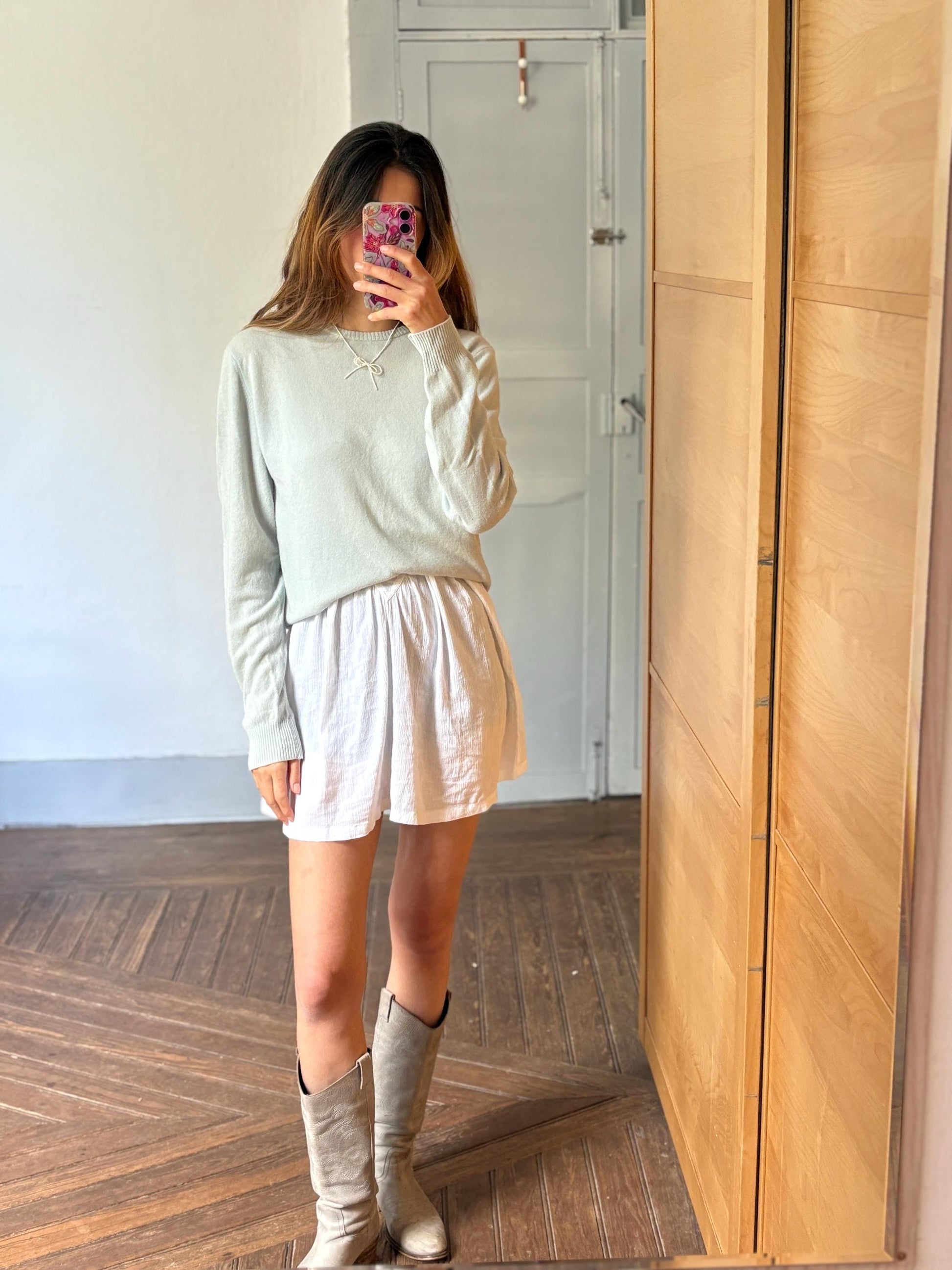 Vintage Sisley Wool Jumper – Pure New Wool – Made in Italy – Soft Sage Green Knit – Size M