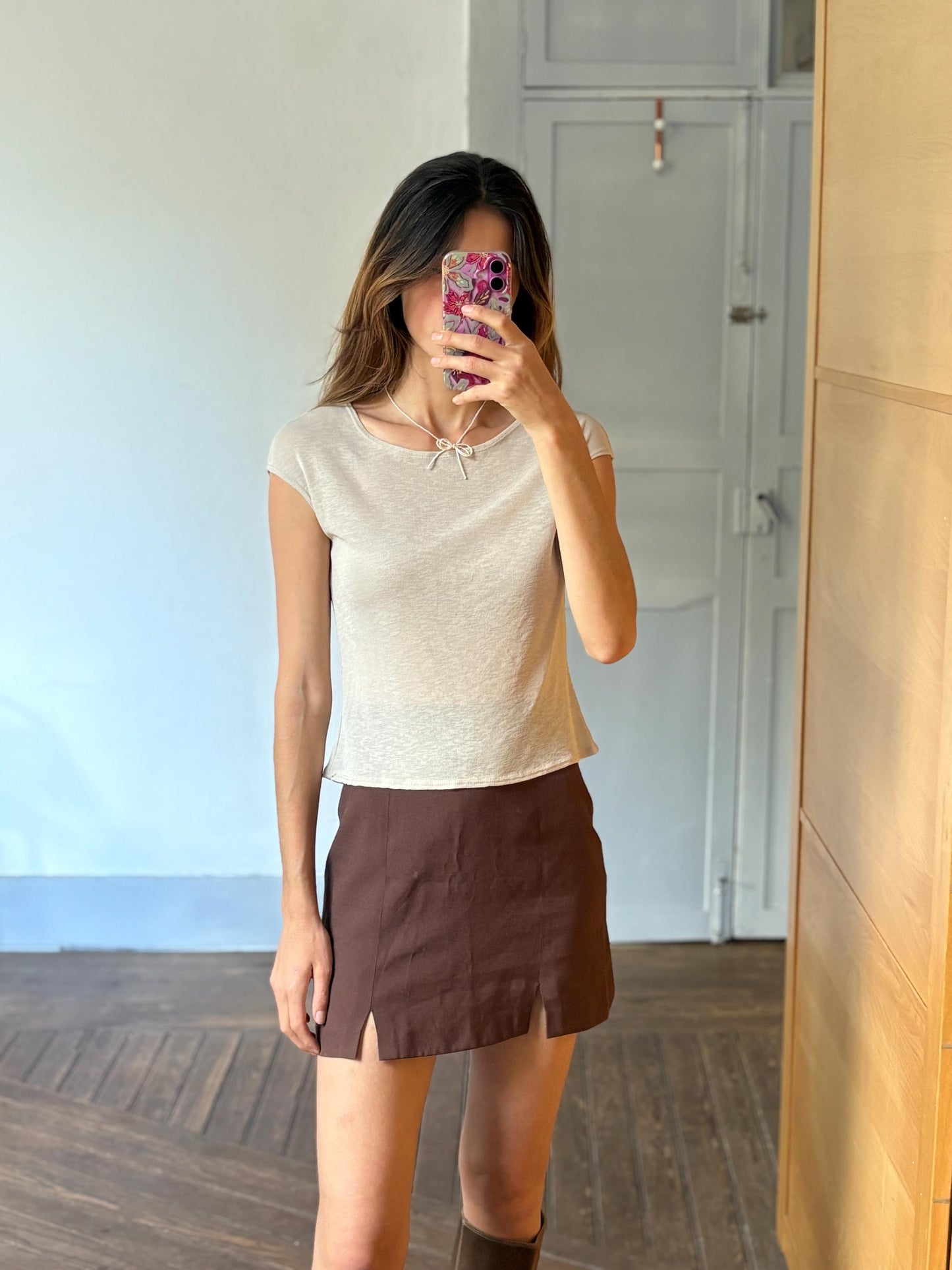 Vintage Blue Note Sheer Camisole – Lightweight See-Through Top – Elegant Beige Summer Blouse, Size S