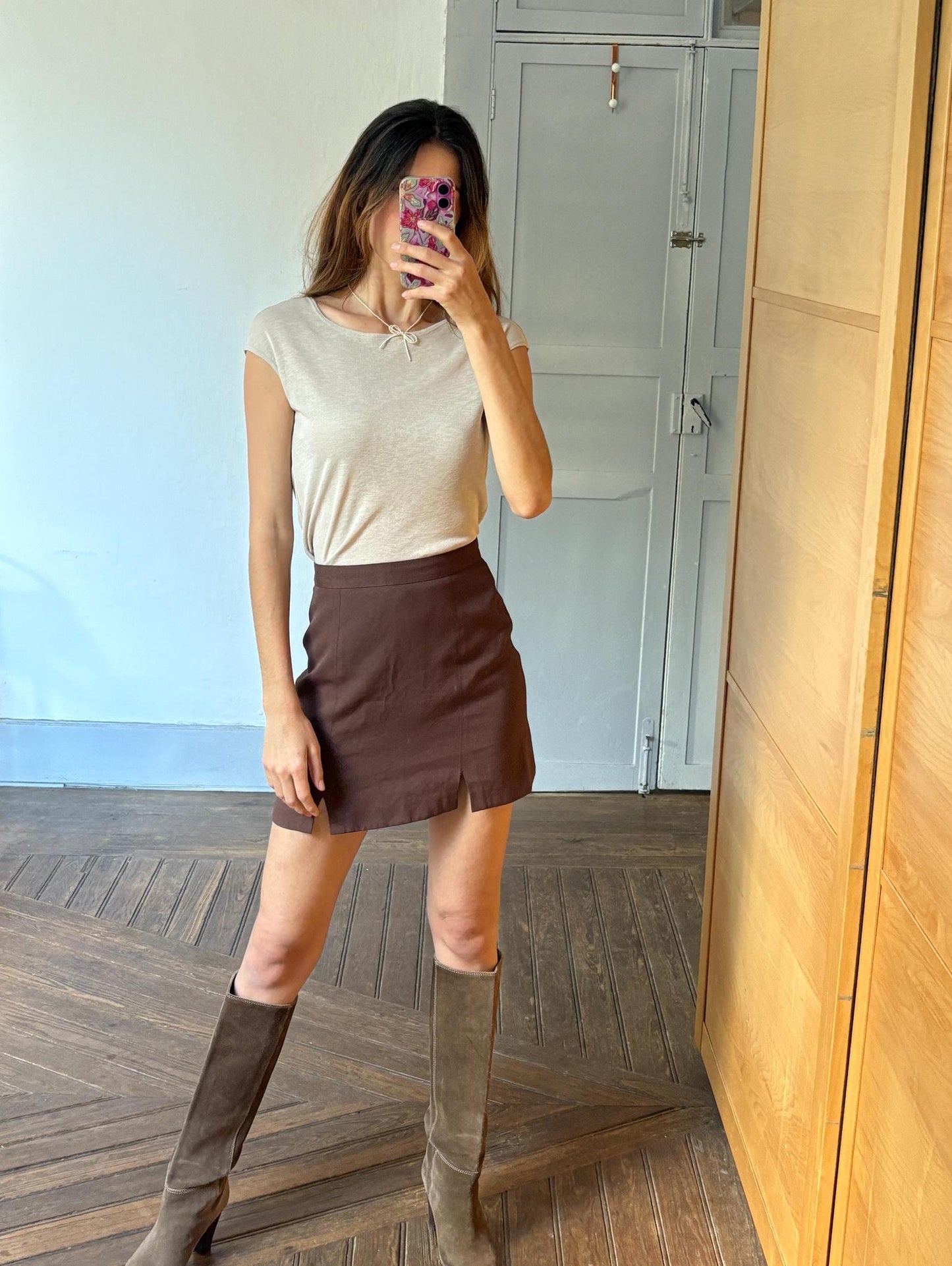 Vintage Blue Note Sheer Camisole – Lightweight See-Through Top – Elegant Beige Summer Blouse, Size S