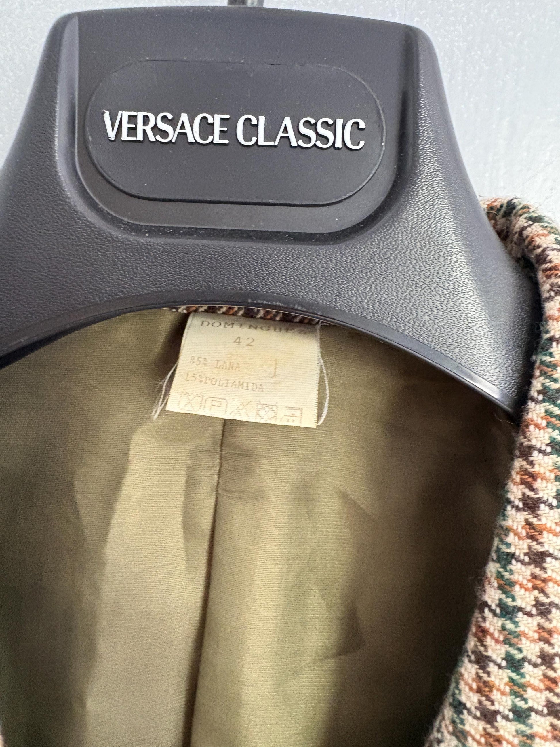 Vintage Blazer Jacket – Dominguez Houndstooth Wool Coat – Dark Academia Aesthetic – Made in Spain – Size S - M