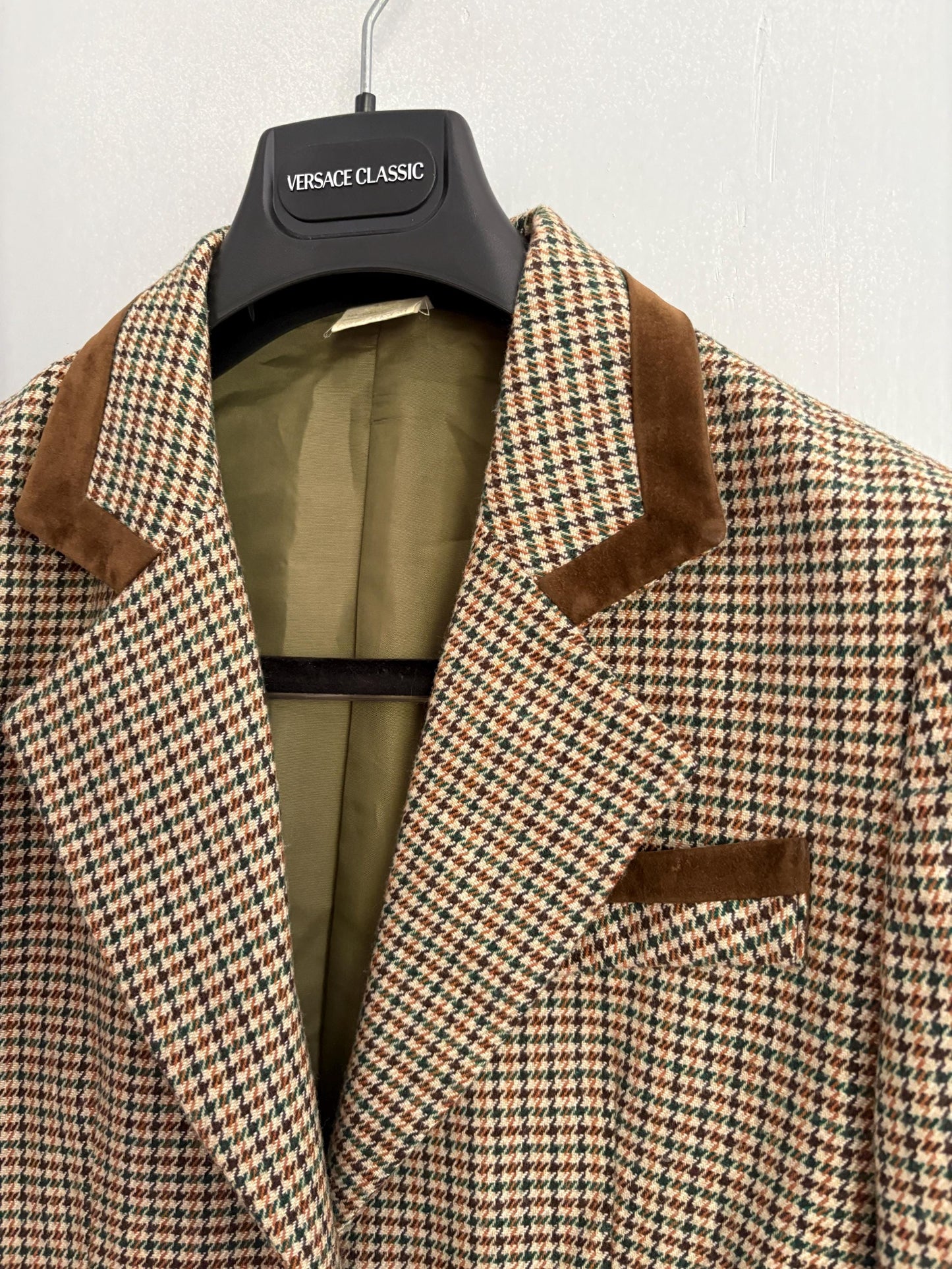 Vintage Blazer Jacket – Dominguez Houndstooth Wool Coat – Dark Academia Aesthetic – Made in Spain – Size S - M