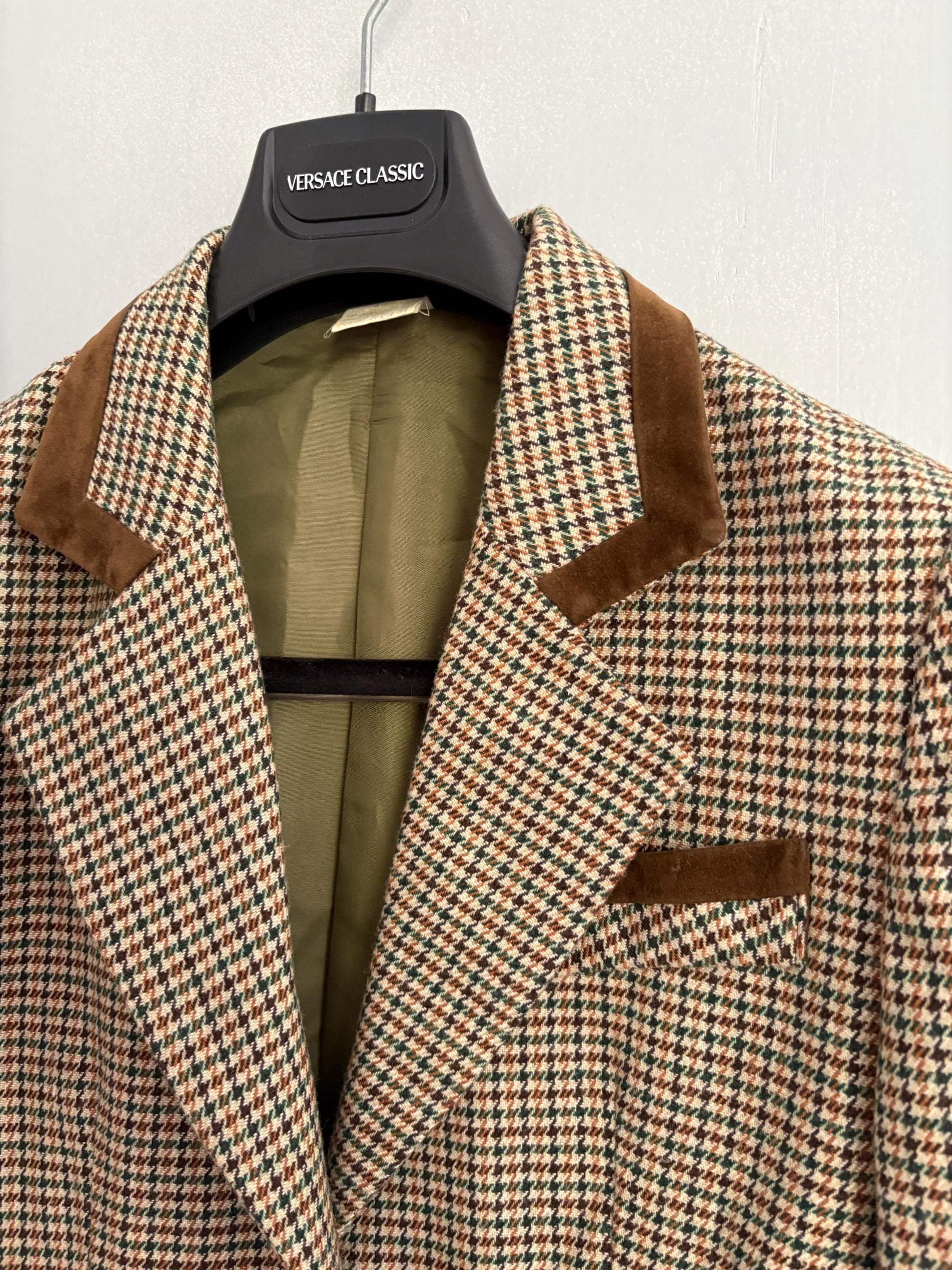 Vintage Blazer Jacket – Dominguez Houndstooth Wool Coat – Dark Academia Aesthetic – Made in Spain – Size S - M
