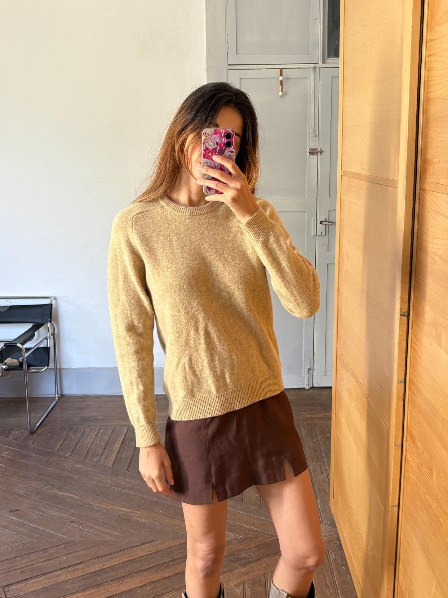 Vintage 100% Lambswool Jumper, Classic Crewneck Sweater, Light Academia Aesthetic, Minimalist Knitwear, Size M-L