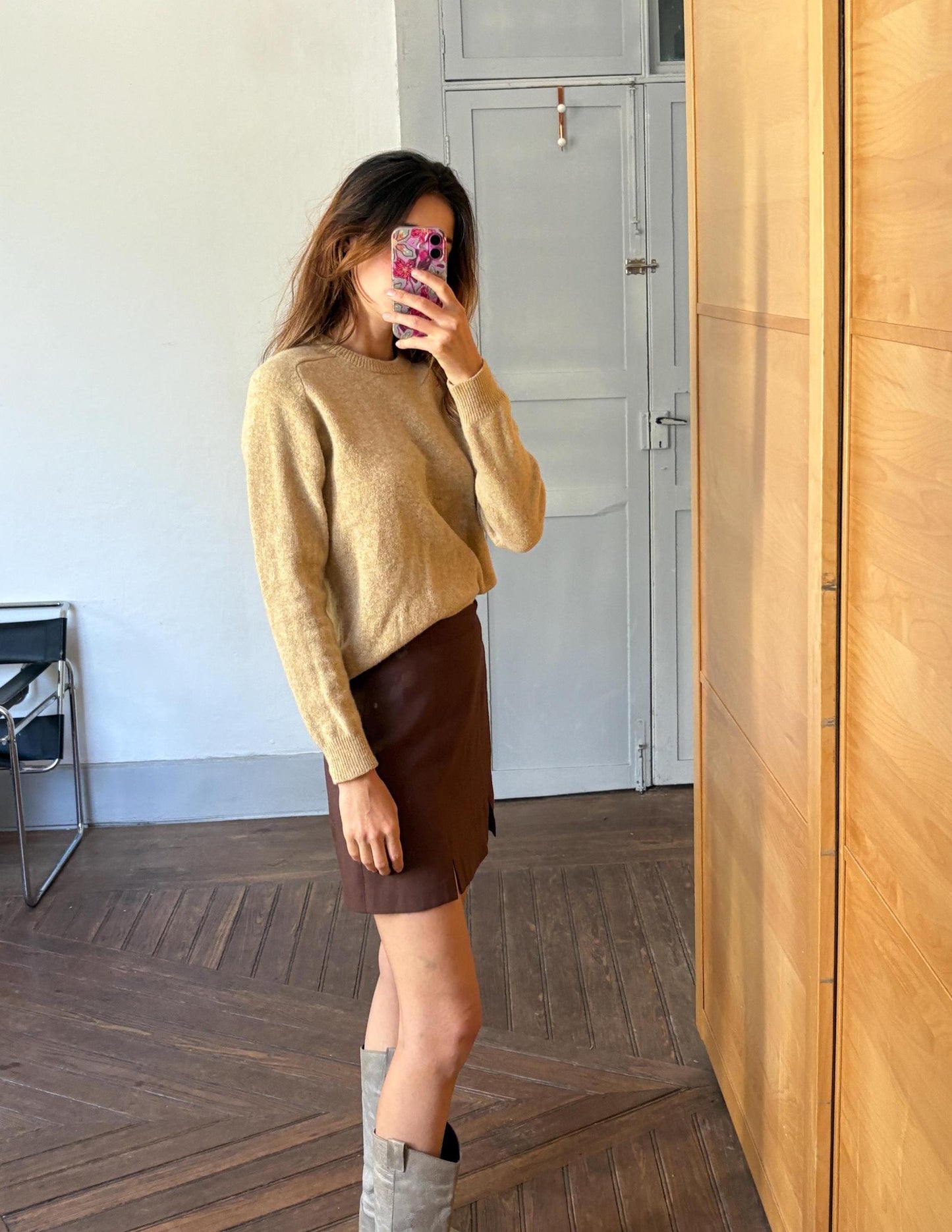 Vintage 100% Lambswool Jumper, Classic Crewneck Sweater, Light Academia Aesthetic, Minimalist Knitwear, Size M-L