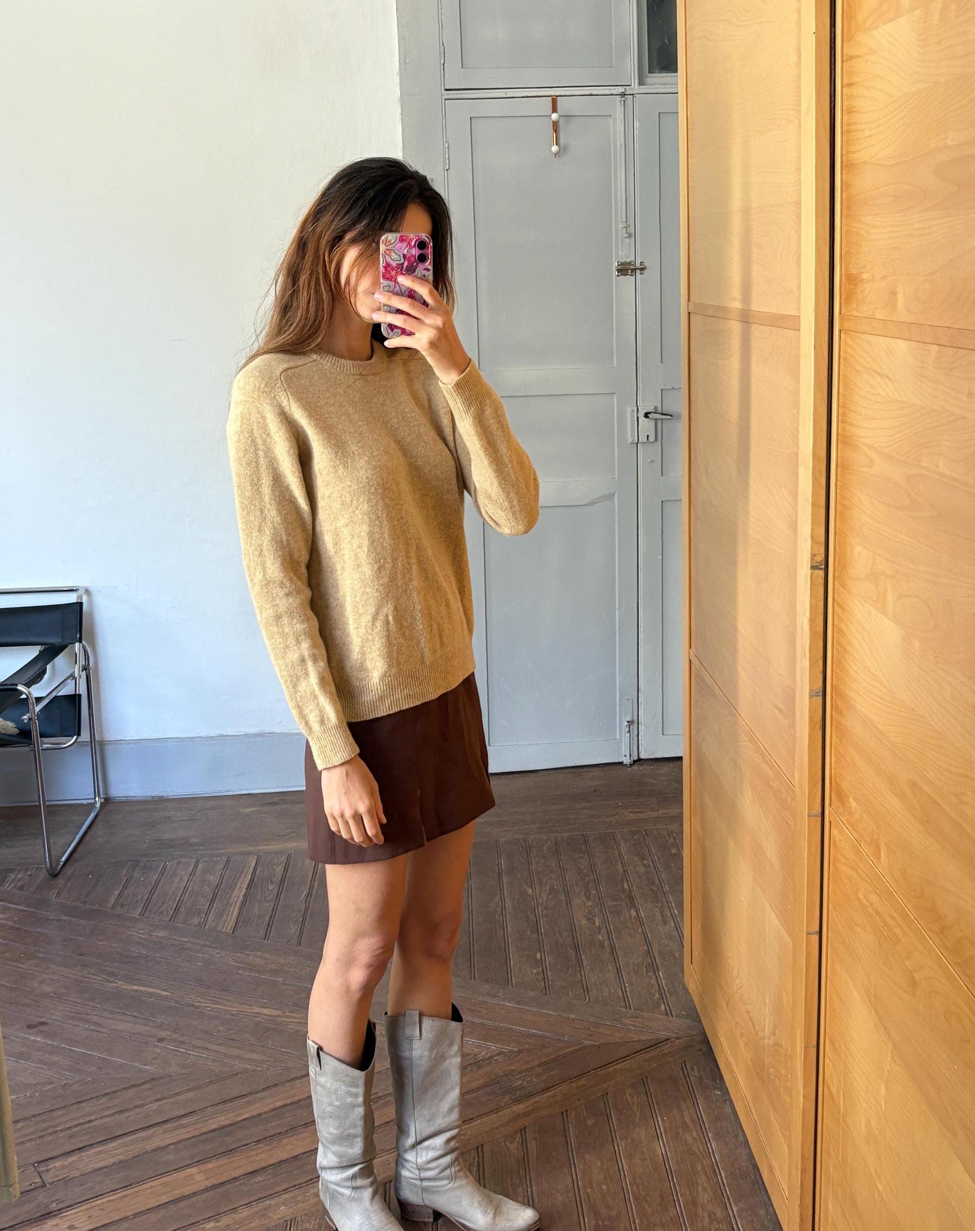 Vintage 100% Lambswool Jumper, Classic Crewneck Sweater, Light Academia Aesthetic, Minimalist Knitwear, Size M-L