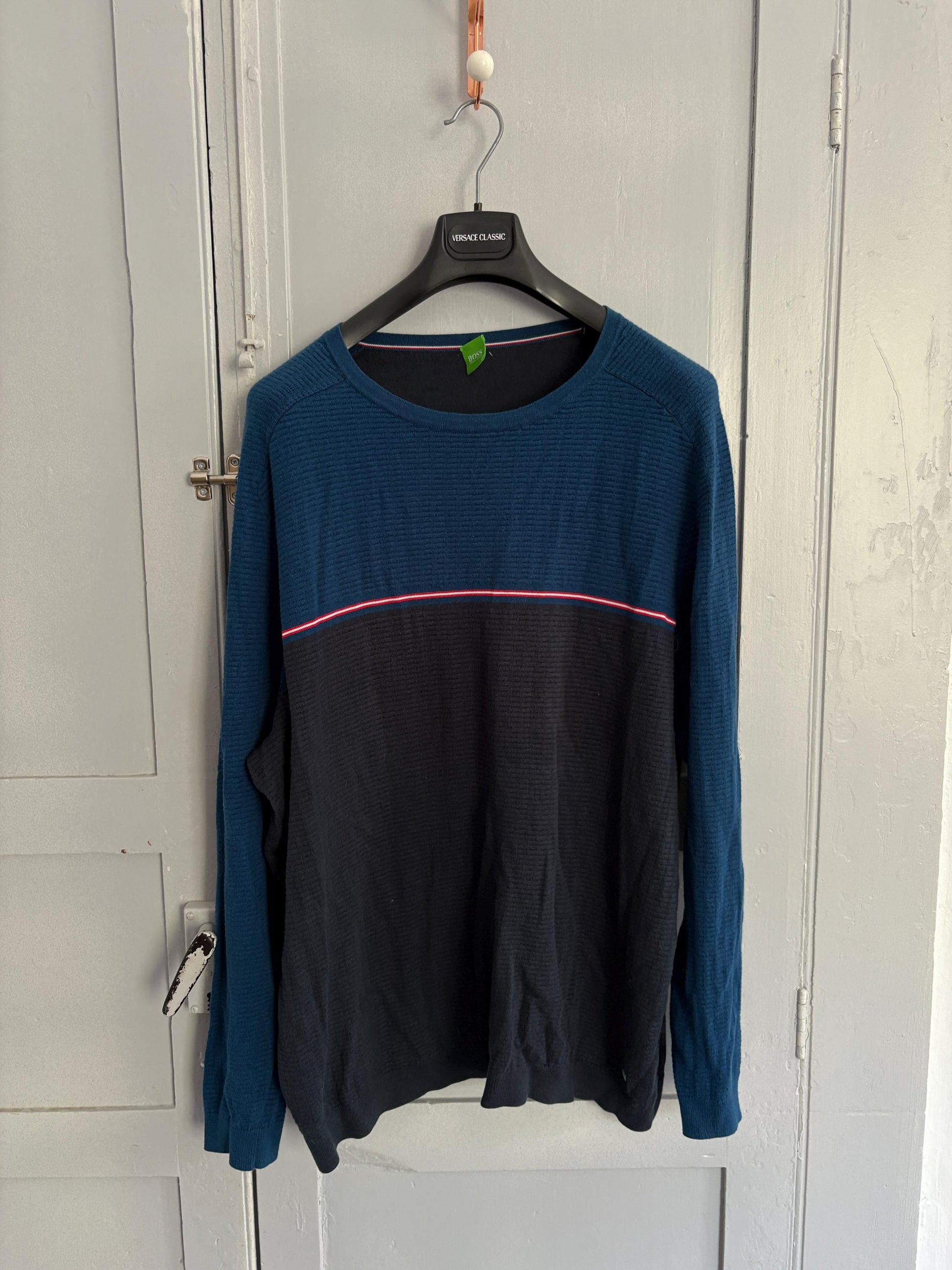 Vintage Hugo Boss long sleeve shirt, cotton & wool blend jersey shirt, Branded unisex jumper, oversized fit clothing style