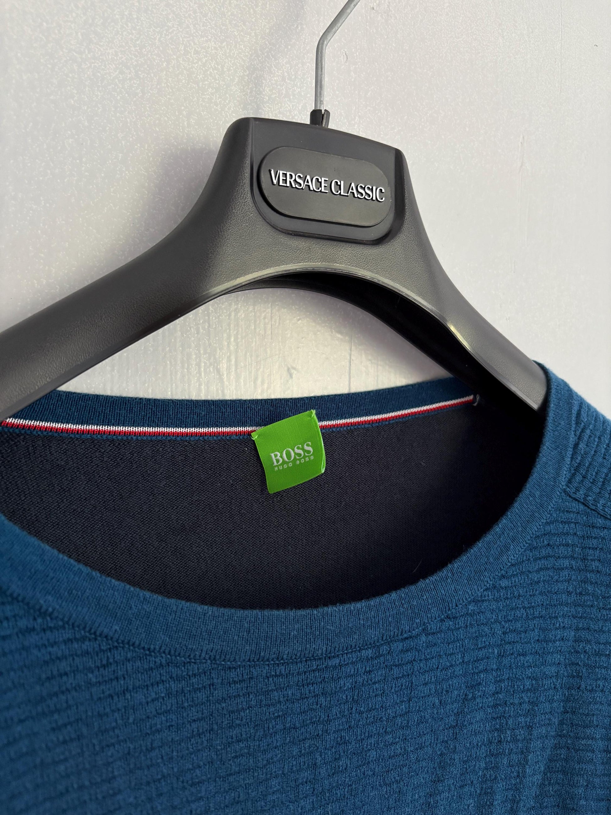 Hugo Boss long sleeve shirt, cotton & wool blend jersey shirt, Branded unisex jumper, oversized fit clothing style