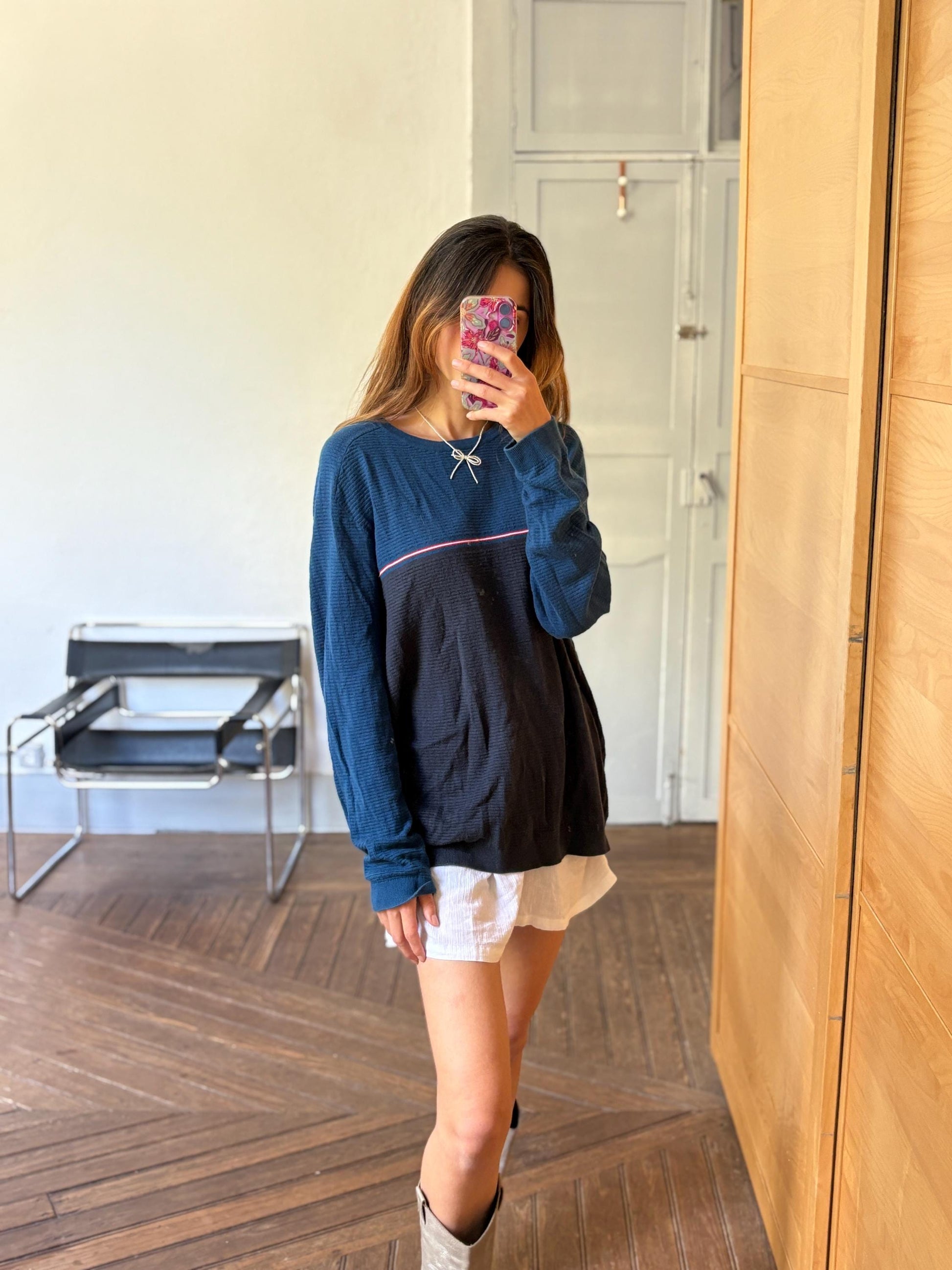 Hugo Boss long sleeve shirt, cotton & wool blend jersey shirt, Branded unisex jumper, oversized fit clothing style