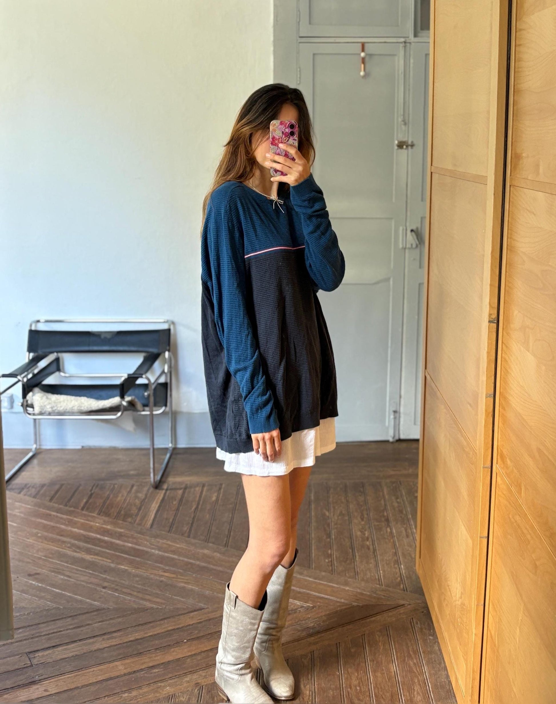 Hugo Boss long sleeve shirt, cotton & wool blend jersey shirt, Branded unisex jumper, oversized fit clothing style