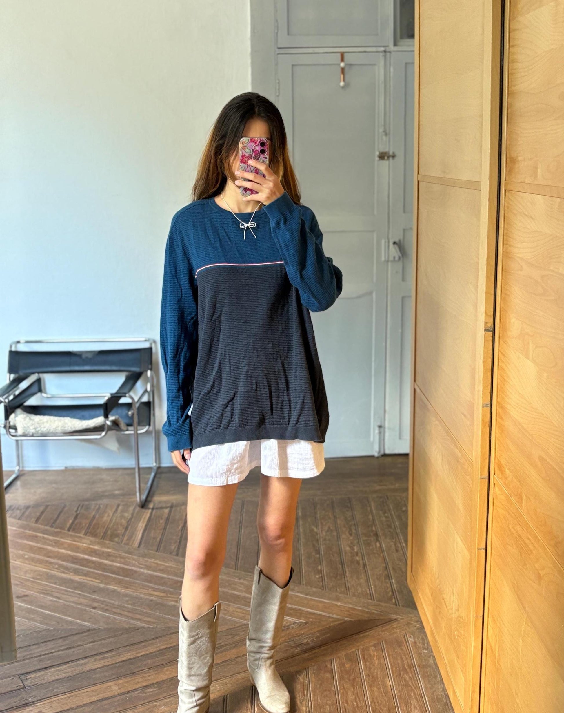 Hugo Boss long sleeve shirt, cotton & wool blend jersey shirt, Branded unisex jumper, oversized fit clothing style