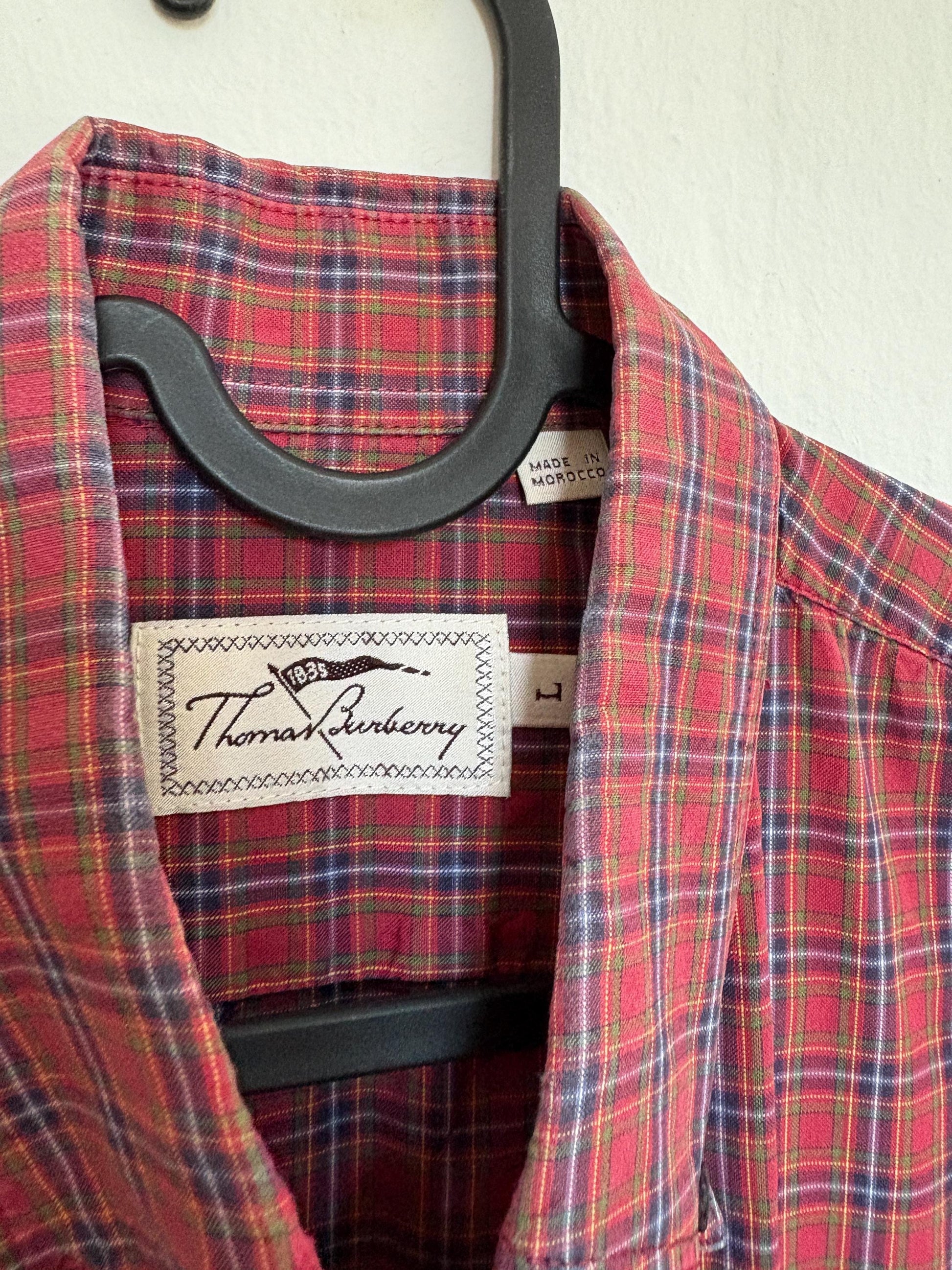 Vintage Thomas Burberry checkered plaid button down shirt 100 % cotton unisex oversized style