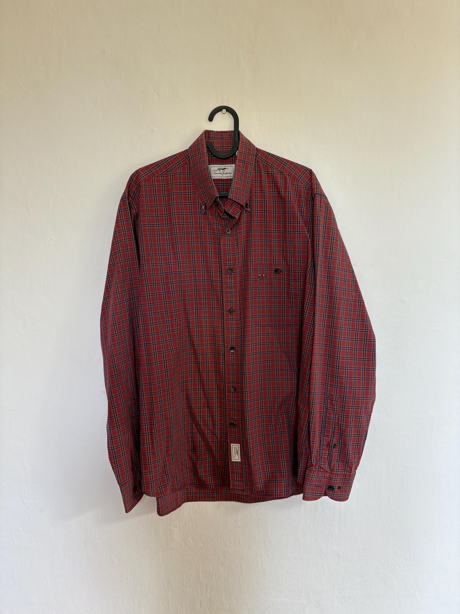 Vintage Thomas Burberry checkered plaid button down shirt 100 % cotton unisex oversized style