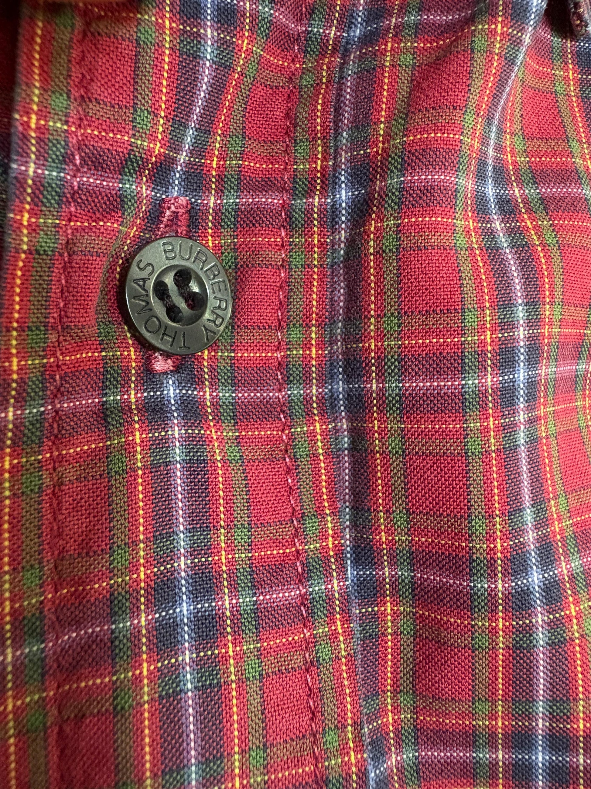 Vintage Thomas Burberry checkered plaid button down shirt 100 % cotton unisex oversized style