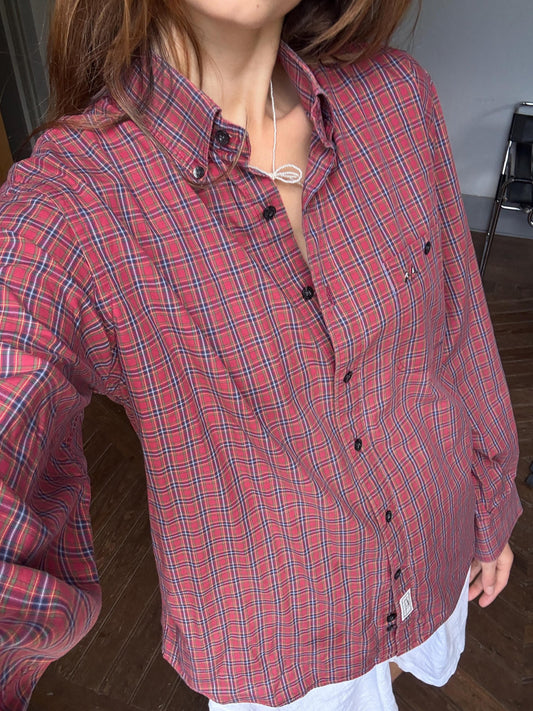 Vintage Thomas Burberry checkered plaid button down shirt 100 % cotton unisex oversized style