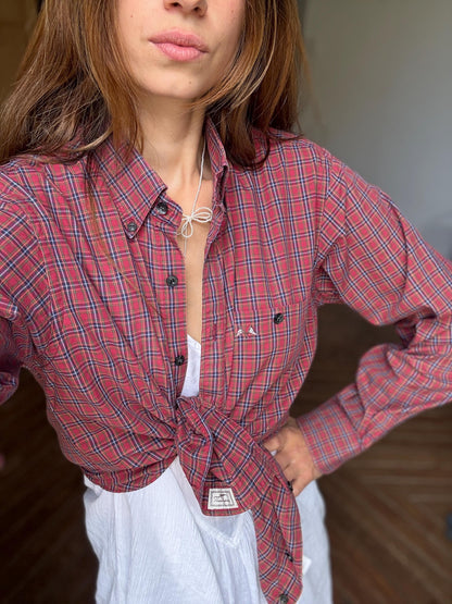 Red Plaid Vintage Thomas Burberry Cotton Oversized Shirt