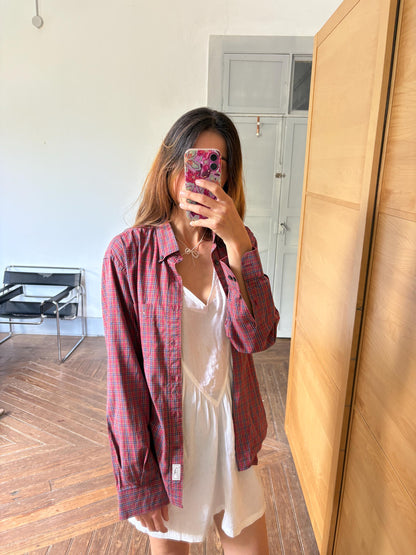 Red Plaid Vintage Thomas Burberry Cotton Oversized Shirt