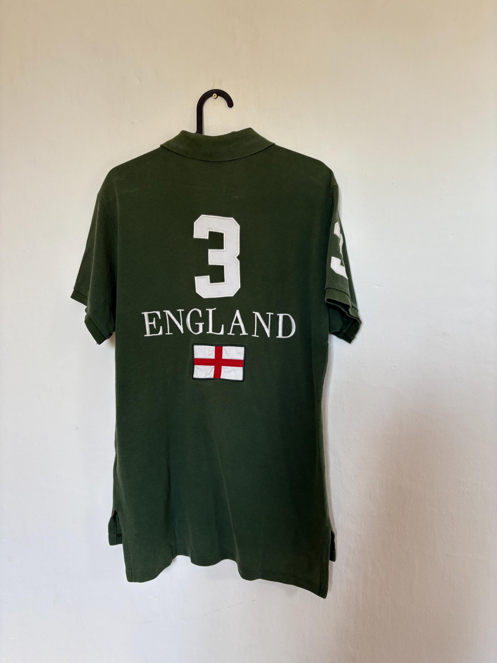 Vintage Secondhand green Polo by Ralph Lauren, Custom fit shirt, England logo cotton t-shirt with collar, Size S