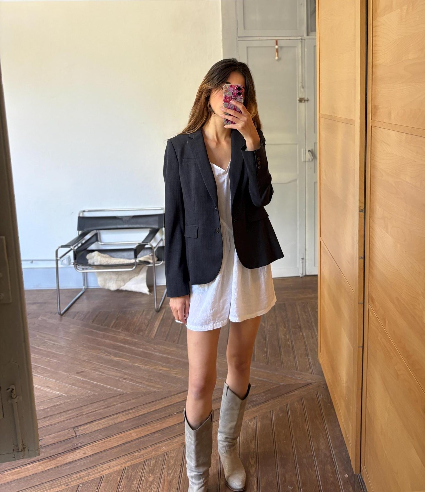 Secondhand banana republic blazer vintage wool blazer women academia style navy stretch tailored jacket office chic