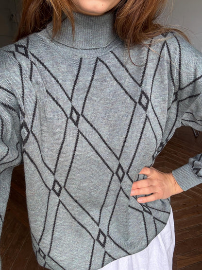 Vintage Merino Wool Angora Turtleneck Sweater — back view