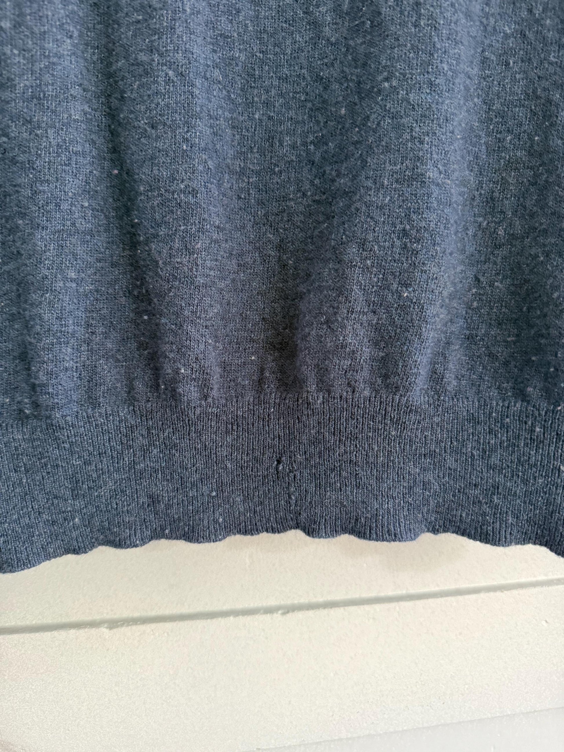 Vintage lambswool half-zip jumper, 100% lambswool soft knit mock neck pullover in blue, men’s sweater size 3XL - EU 62 - US XXL