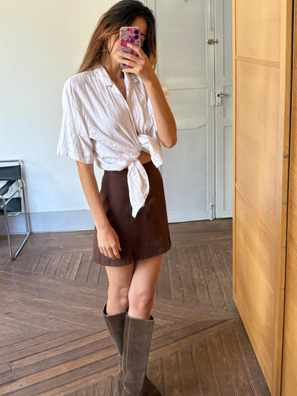Vintage Striped Cotton Oversized Shirt — fabric close-up