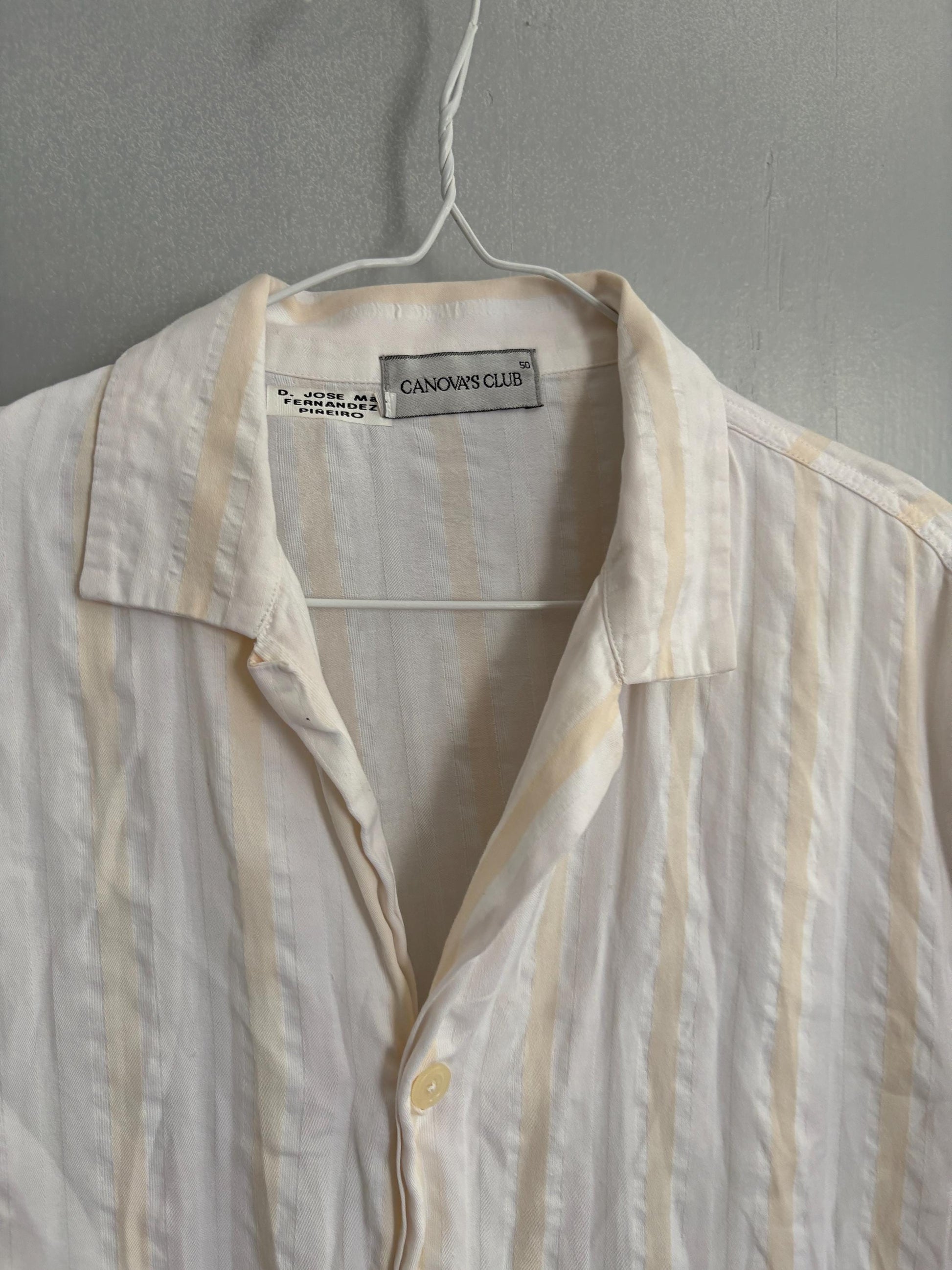 Vintage striped cotton button-down, unisex oversized summer shirt, breathable 100% cotton top, casual retro menswear, light classic