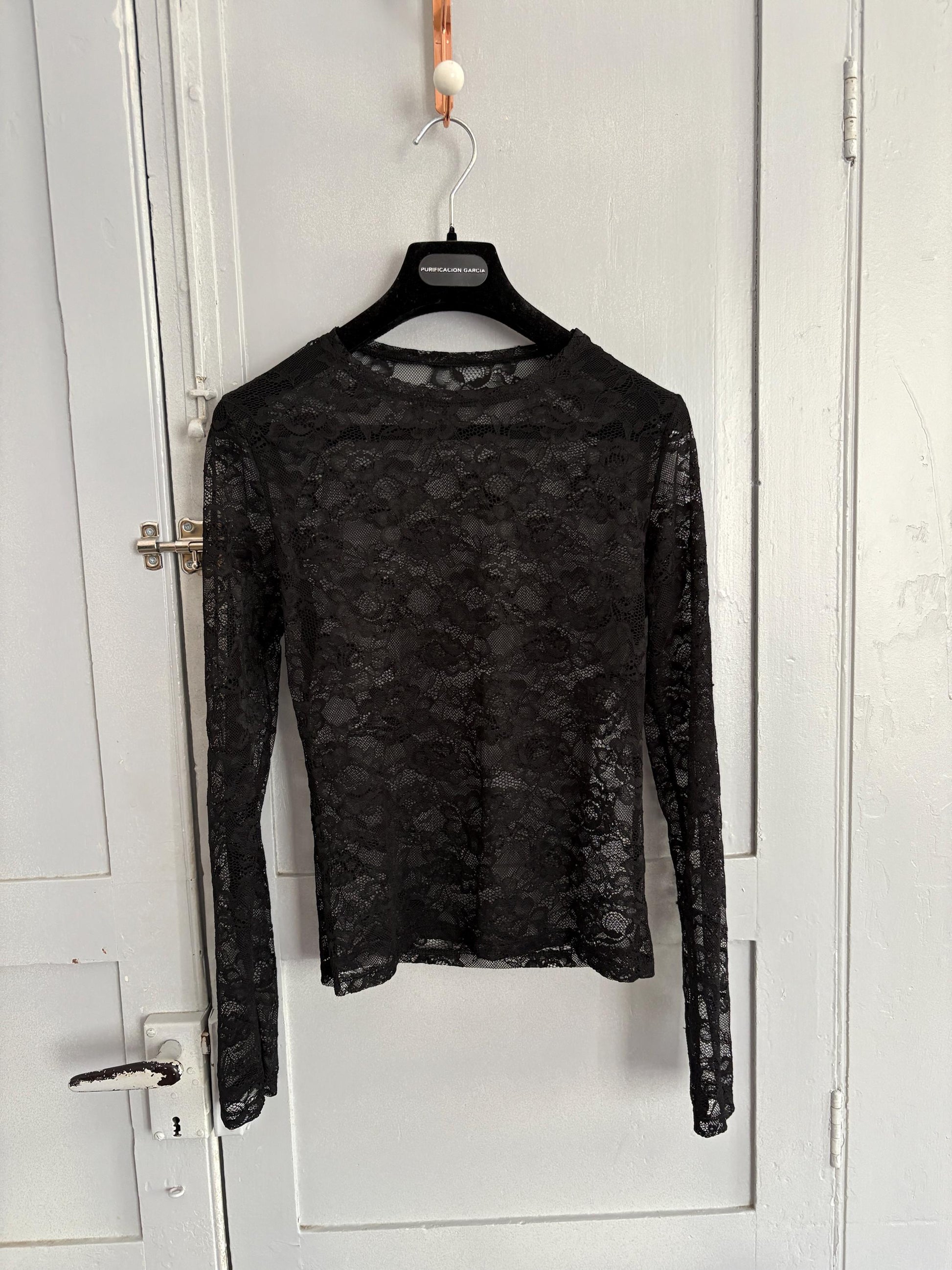 Vintage Black Sheer Lace Top Sexy Floral Mesh Blouse Gothic Y2K Clubwear Delicate Lingerie Night Out Statement