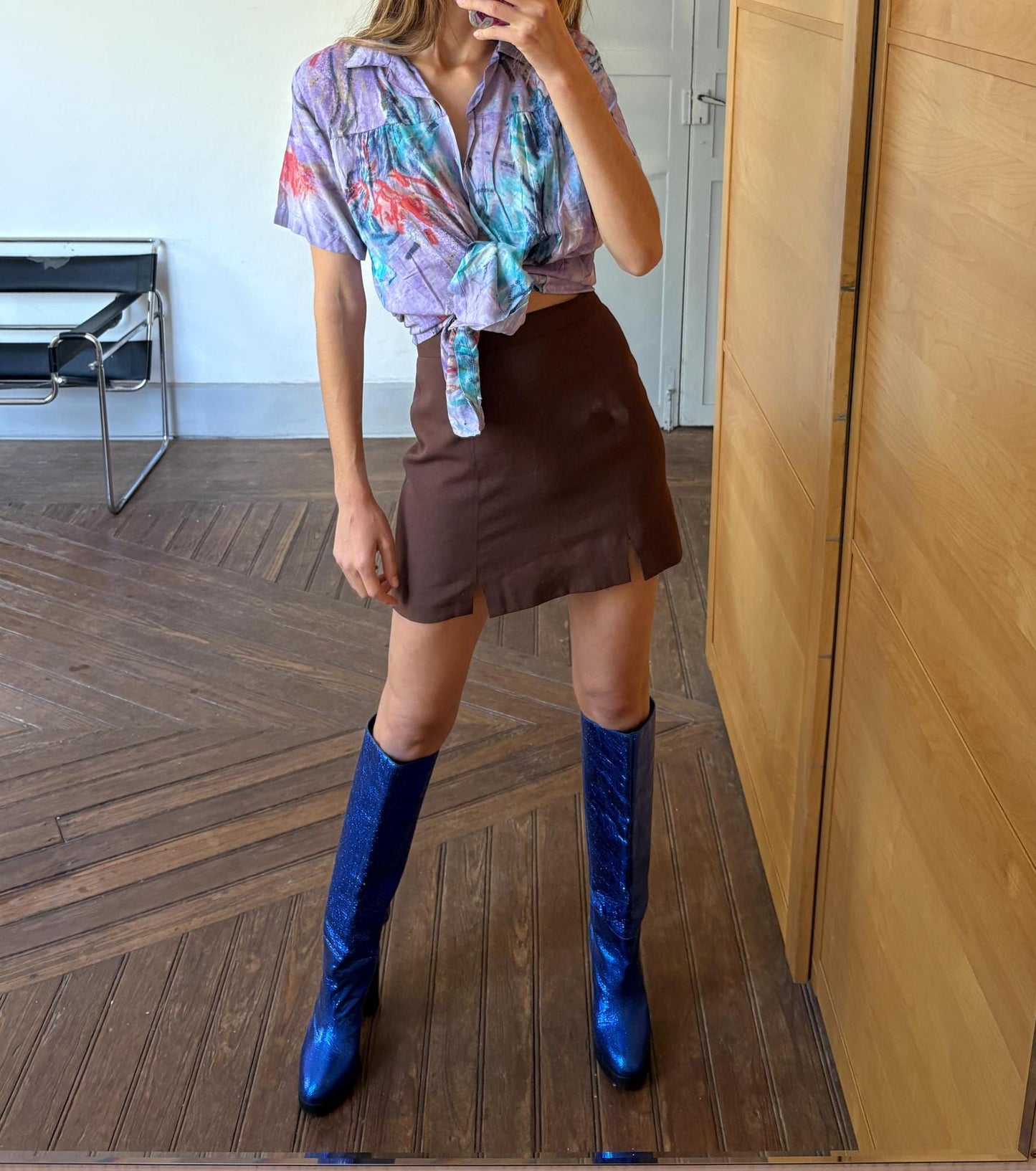 Vintage abstract print button-down, 90s oversized short-sleeve shirt, bold artistic festival top, retro unisex summer shirt, statement Y2K