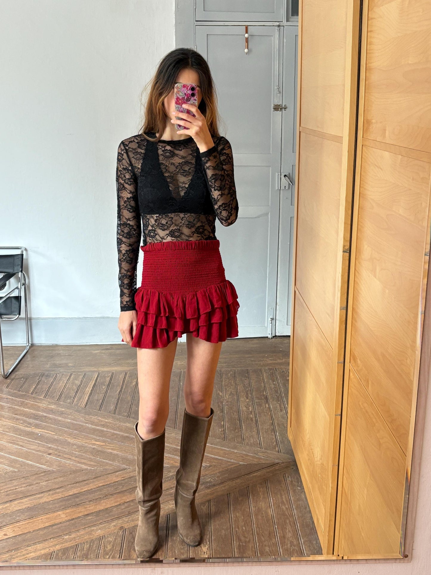 Vintage Black Sheer Lace Top Sexy Floral Mesh Blouse Gothic Y2K Clubwear Delicate Lingerie Night Out Statement