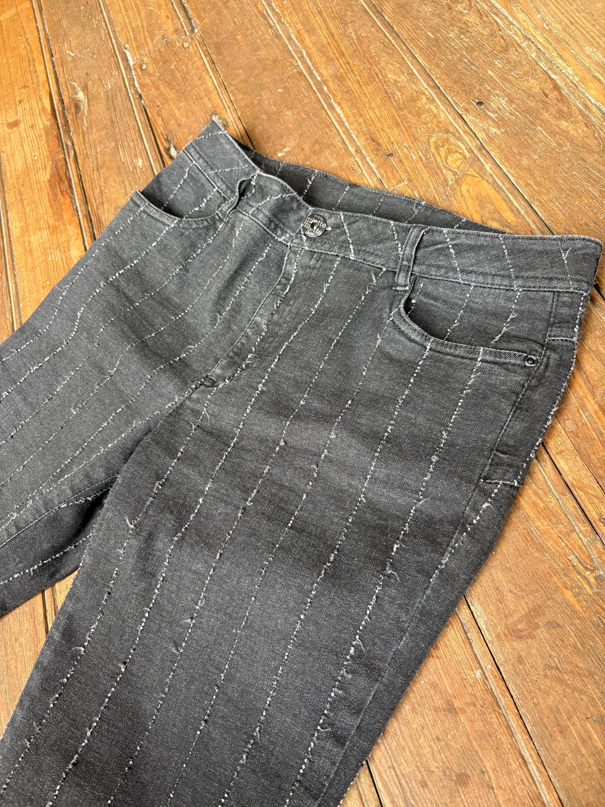 Vintage Miette Black Pinstripe Jeans – Made in Spain – Elegant & Effortlessly Cool