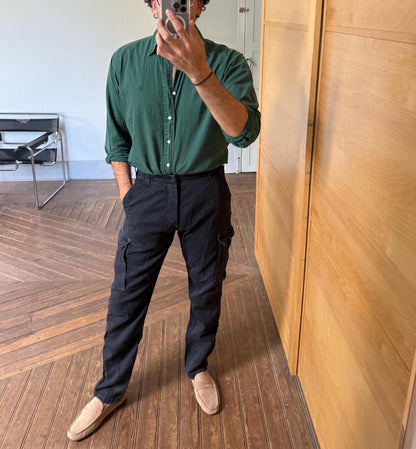 Vintage Black Cargo Trousers — back view