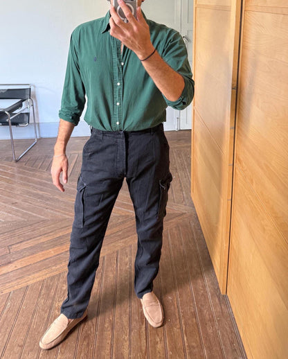 Vintage Black Cargo Trousers — fabric close-up