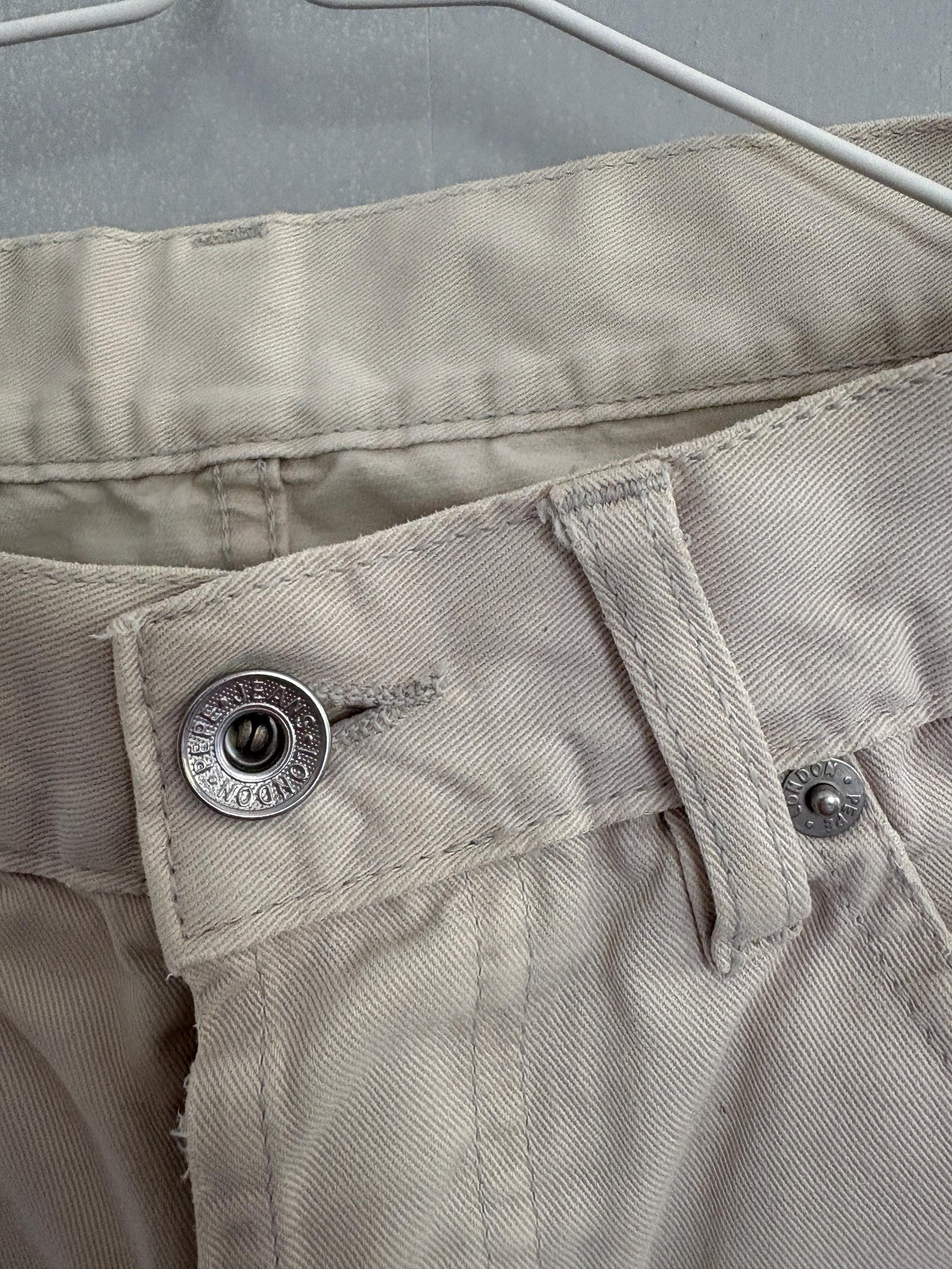 Vintage MEN'S Pepe Jeans Beige Cotton Trousers – Classic 90s Straight-Leg Fit