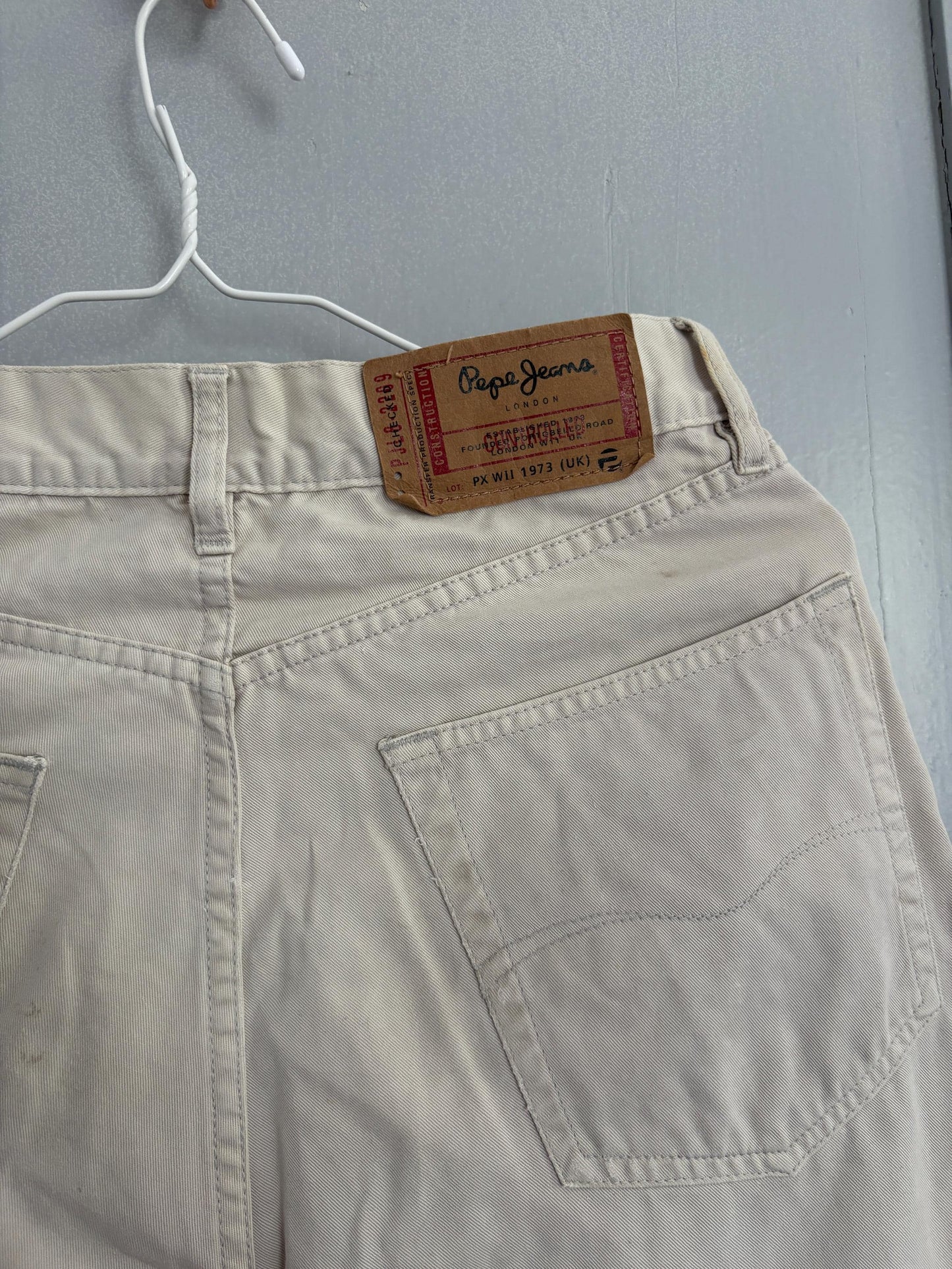 Vintage MEN'S Pepe Jeans Beige Cotton Trousers – Classic 90s Straight-Leg Fit