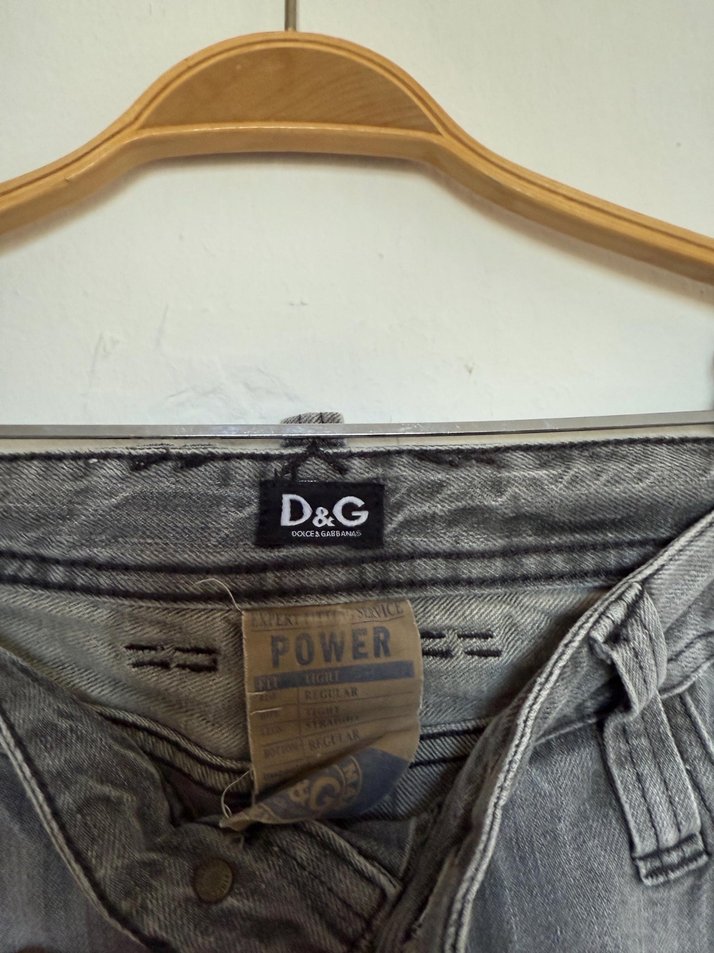 Vintage Grey D&G Jeans, 90s distressed denim wear, Size 33, Straight Leg Denim Y2K Casual Streetwear for Men
