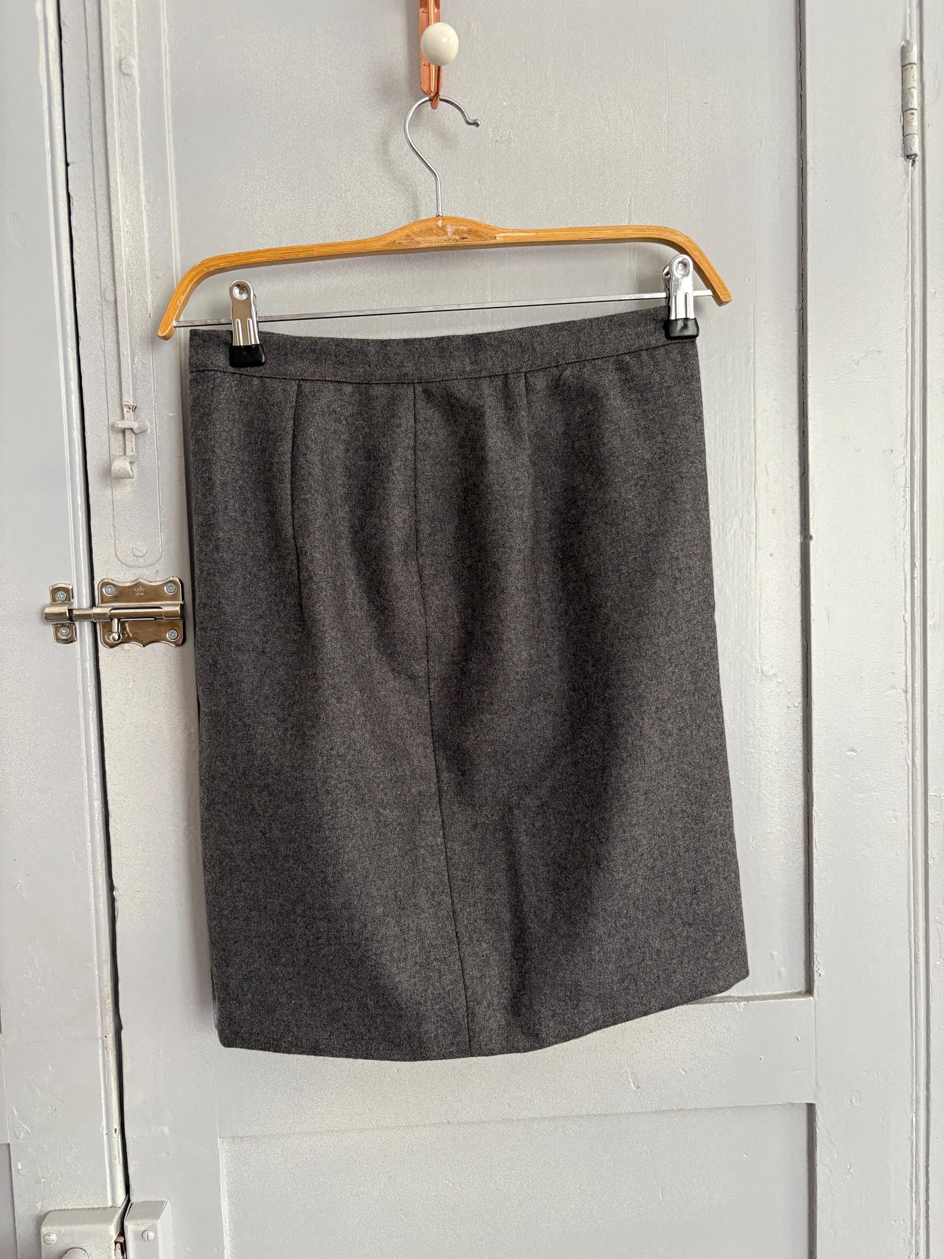 Vintage Grey Wool Mini Skirt, Size S