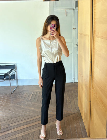 Vintage Black Tailored Trousers for Women — detail