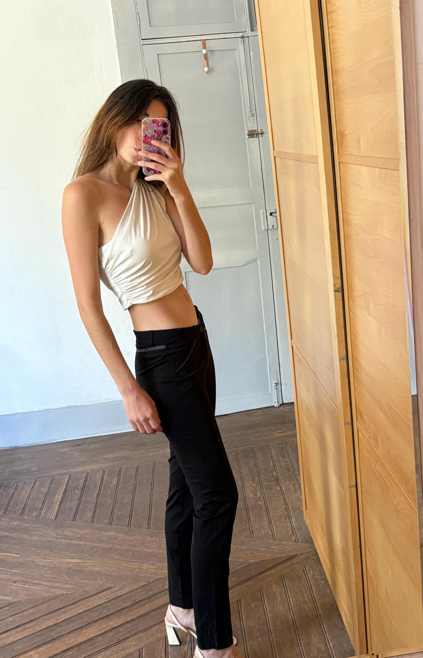 Vintage Marithé + François Girbaud Black Stretch Pants – Designer Minimalist Slim Fit – Y2K French Fashion – Size M