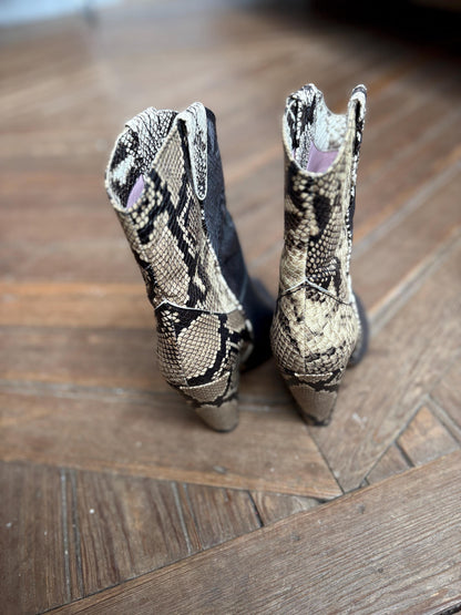 Snakeskin Ankle Boots in Cowboy Style — additional view 5