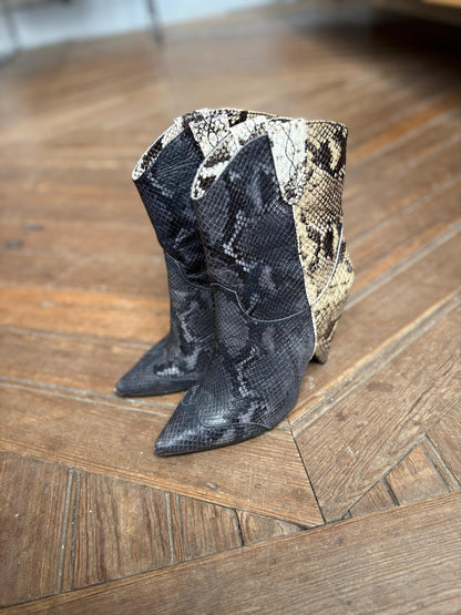 Snakeskin Ankle Boots in Cowboy Style — additional view 7