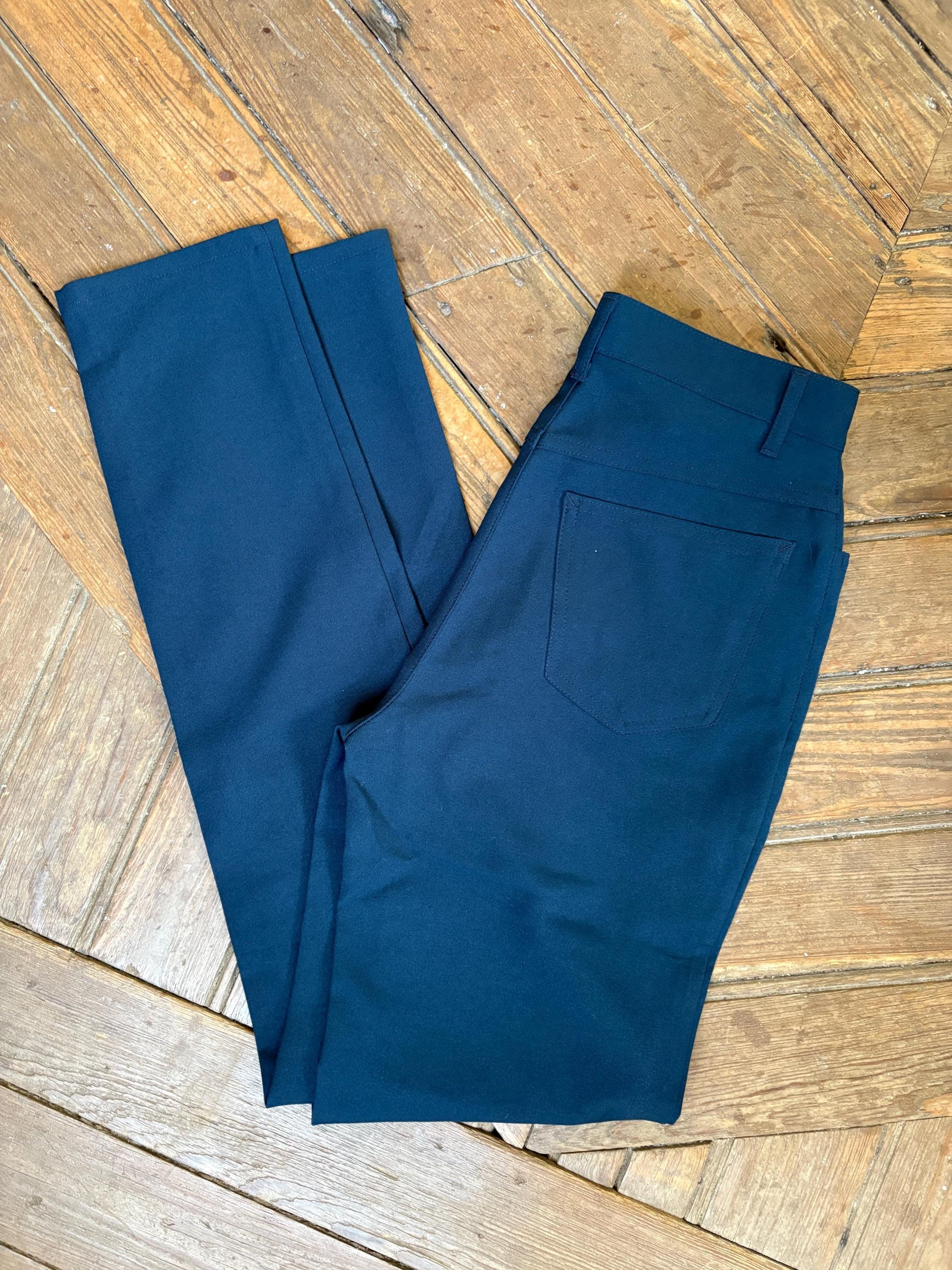 Vintage Sisley Dark Blue High Waist Skinny Trousers – Made in Italy – Minimalist Y2K Office Chic Pants – Siz XXS