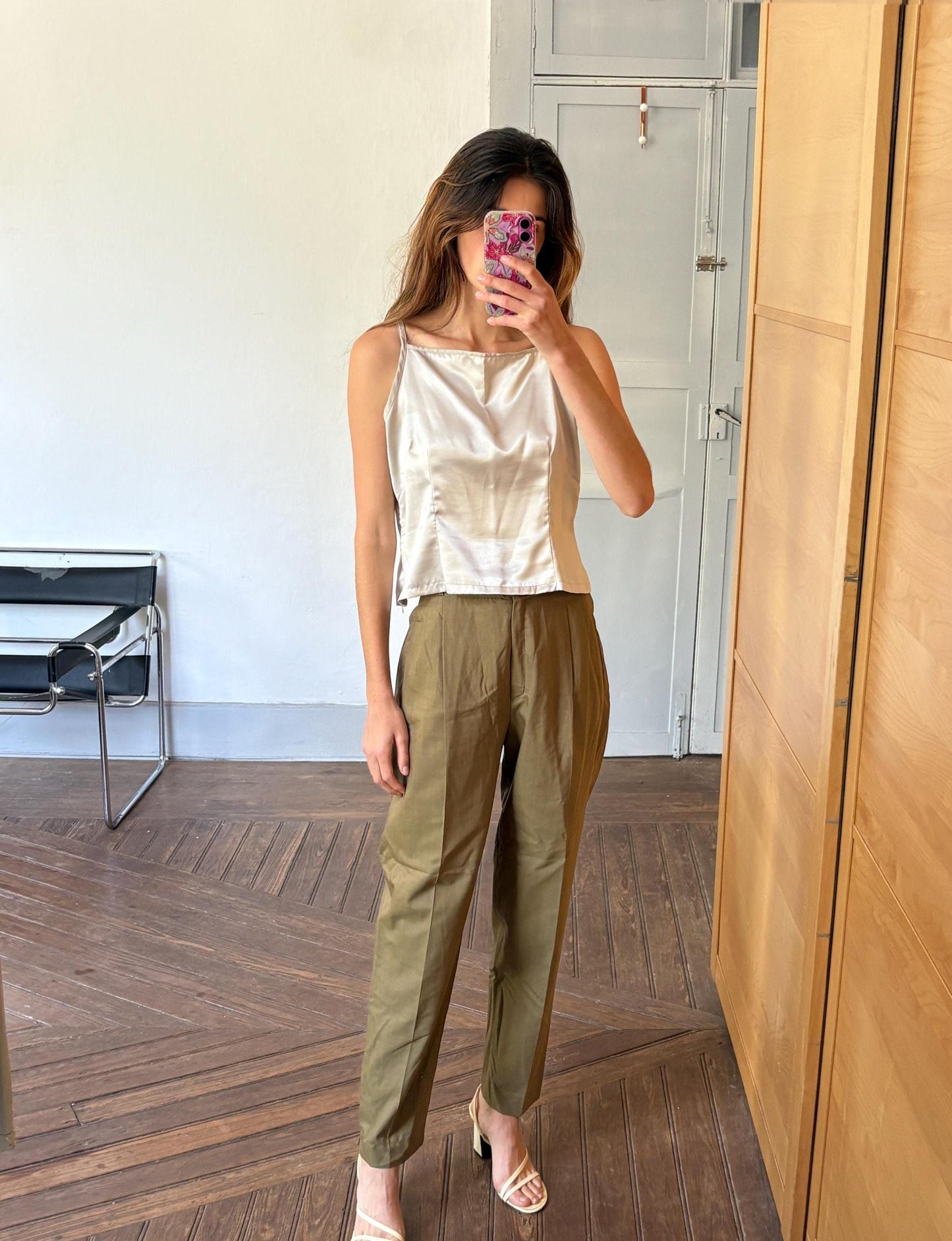 Vintage Italian Wool Trousers by I Blues – High-Waisted Green Tailored Pants, Made in Italy, IT 48