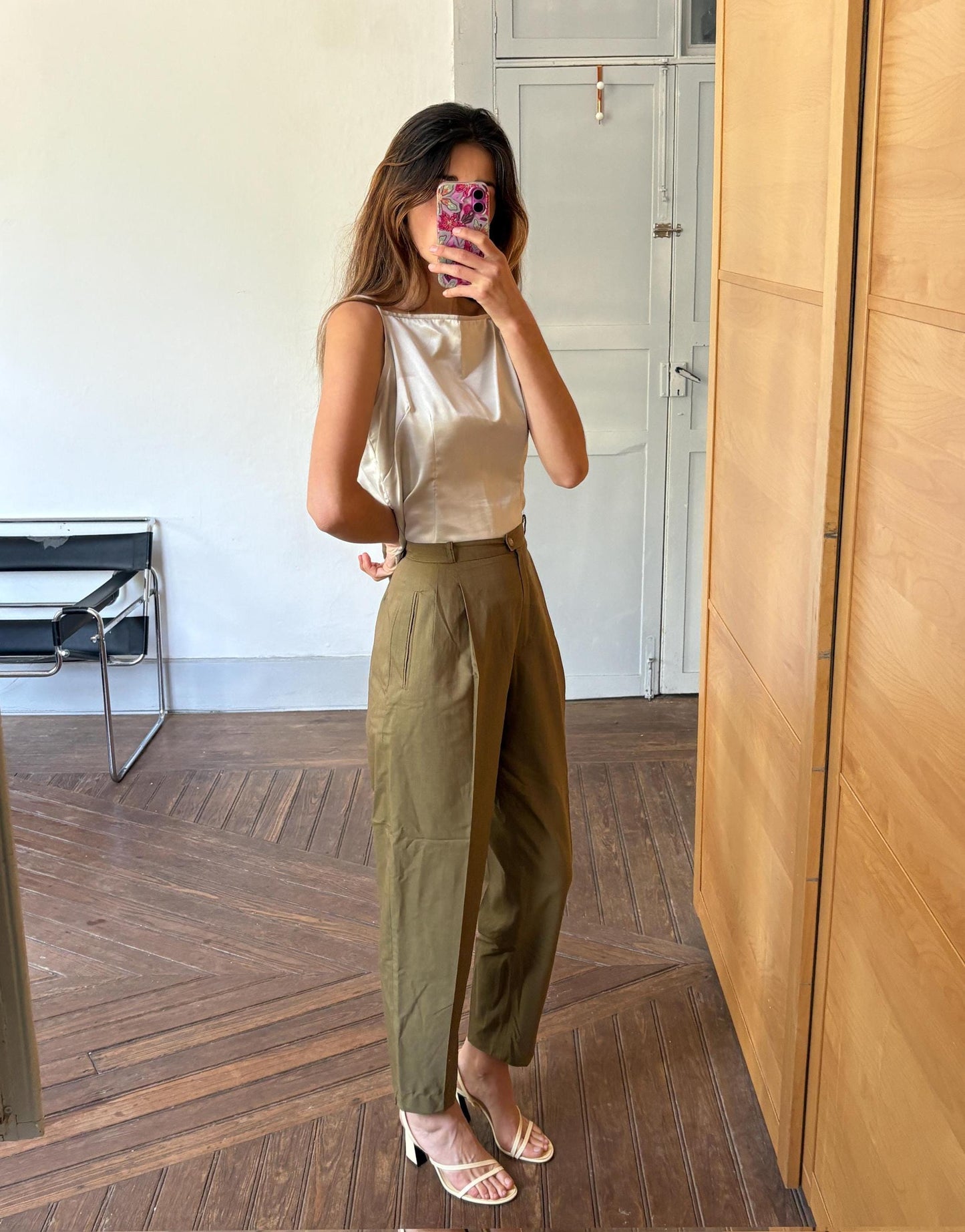 Vintage Italian Wool Trousers by I Blues – High-Waisted Green Tailored Pants, Made in Italy, IT 48