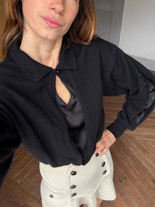 Vintage Gianfranco Ferré Italian Designer Wool & Silk Sweater – Luxurious Angora Blend with Dramatic Sleeves