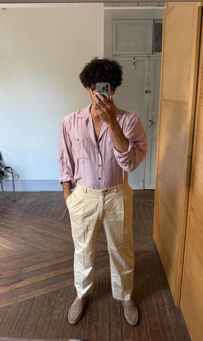 Beige Pleated Vintage Burberry Trousers — back view